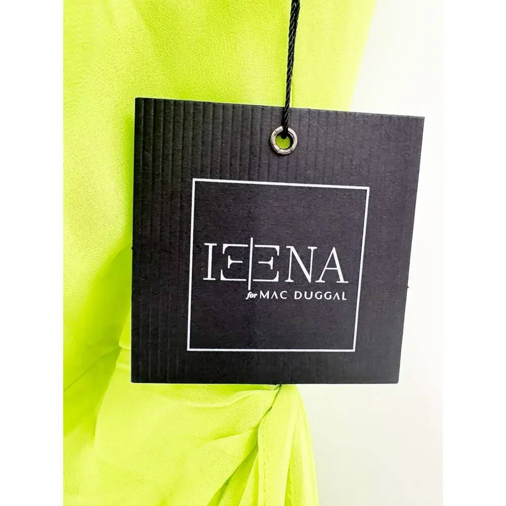 MAC DUGGAL Dress Size 6 Evening Gown NEW Lime Green Strapless Ruched Faux Wrap - Picture 3 of 9